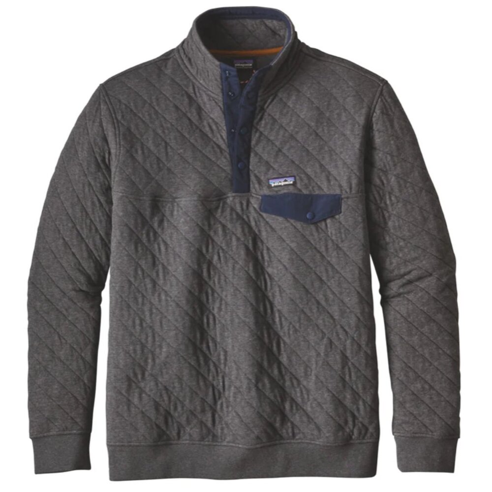 Patagonia Men’s Organic Cotton Quilt Snap-T Pullover Medium Forge Grey EUC